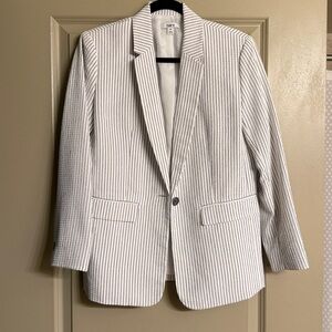 White and navy Striped Blazer
